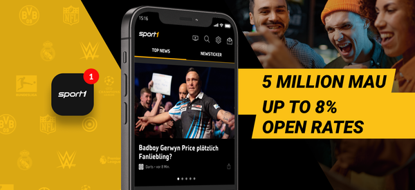 SPORT1 has achieved 5 million app opens with push notification open rates of up to 8%