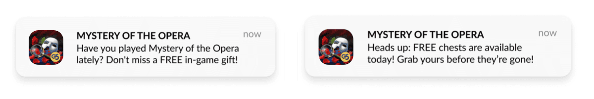 Engaging push notifications from a game app - best examples