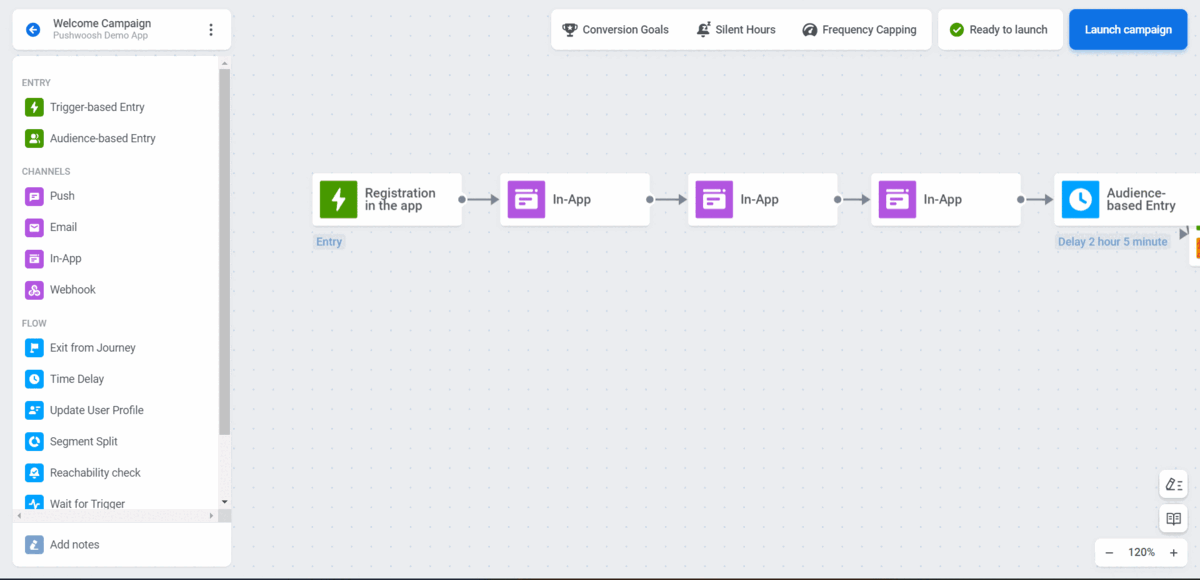 Embedded Tutorial in Pushwoosh Customer Journey Builder