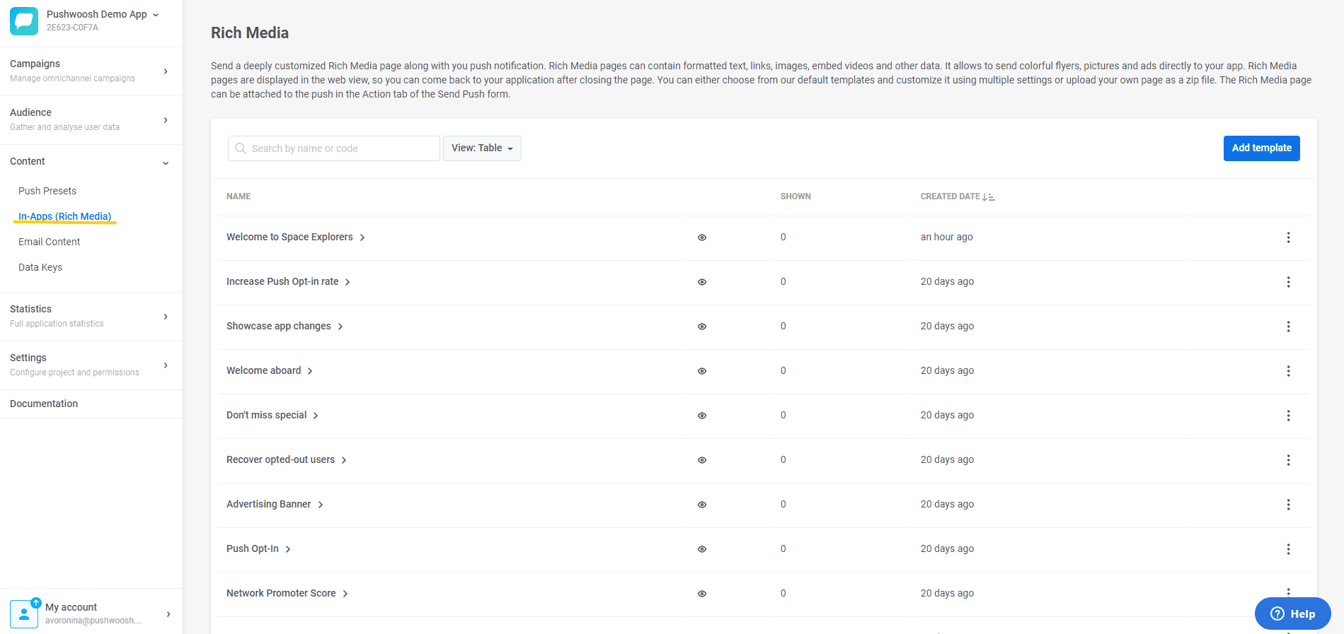 creating onboarding in-app with Pushwoosh