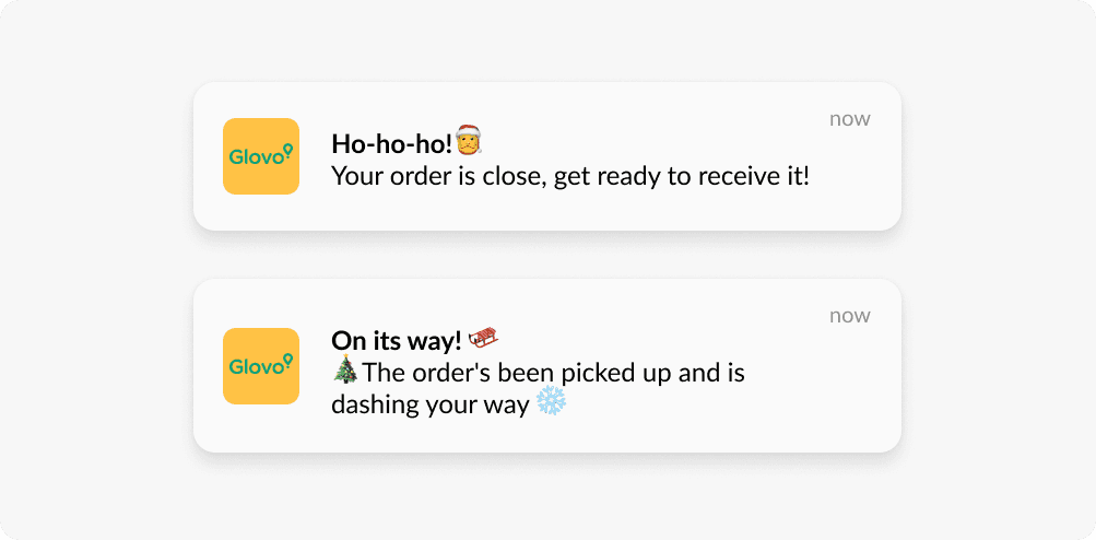 Push notification emojis example Glovo