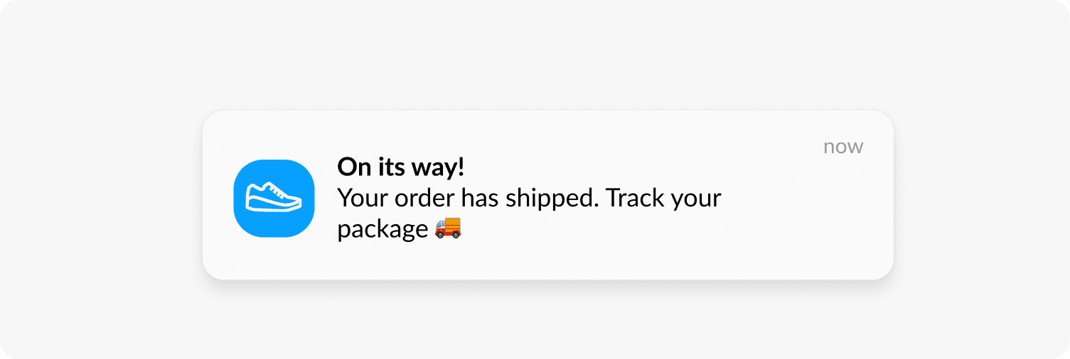 Shipping update transactional push notification
